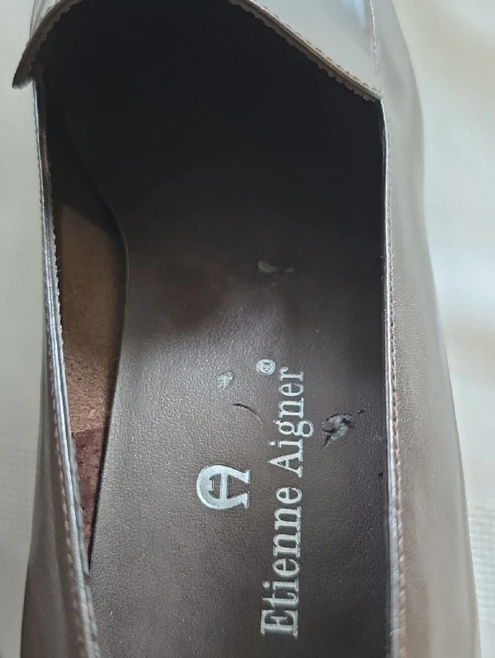 Vintage Etienne Aigner Dark Brown Leather Square Block Heel Pumps NOS 6 Samples